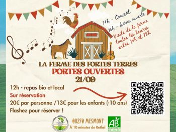 Affiche de l'événement portes ouvertes à la ferme des Fortes Terres